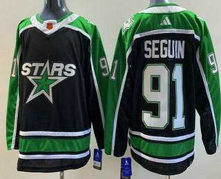 Men%27s Dallas Stars #91 Tyler Seguin Black 2022 Reverse Retro Authentic Jersey